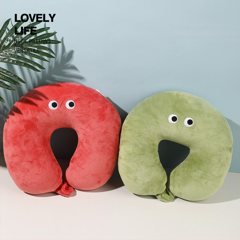 U formos kaklo pagalvė su krabo motyvu, dvejų funkcijų dizainas, putų dalelių užpildas, pliušinis audinys, karikatūrų stilius