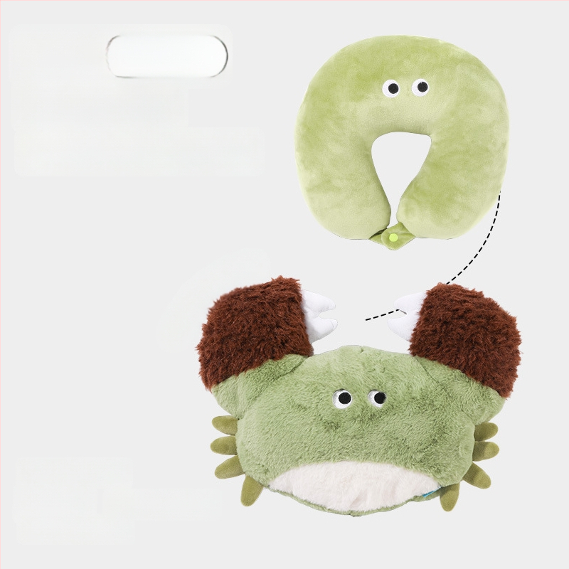 U formos kaklo pagalvė su krabo motyvu, dvejų funkcijų dizainas, putų dalelių užpildas, pliušinis audinys, karikatūrų stilius