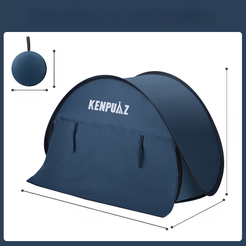 Portatīvā pludmales telts - vienslāņu, vienkārša uzstādīšana, saules aizsardzība un vēja aizsardzība; svars 0,2 kg; tērauda stieņu rāmis; ūdensizturība 1000–1500 mm