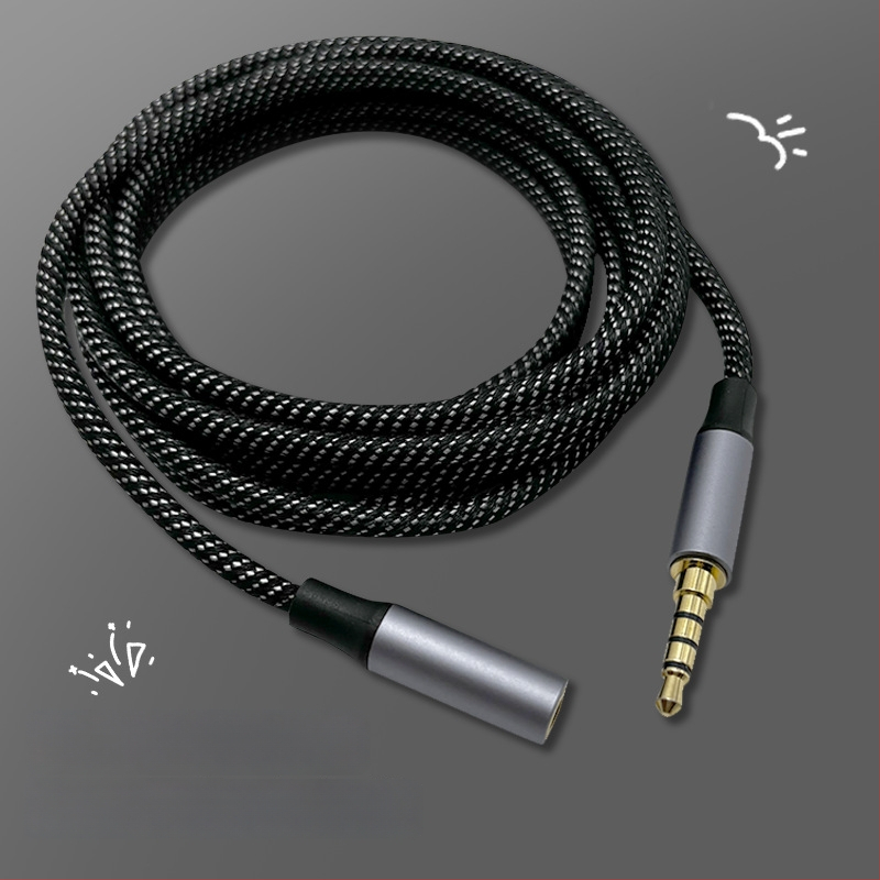 AUX auto audio kabel, 3,5 mm muški–ženski, 4 prstena, pozlaćeni