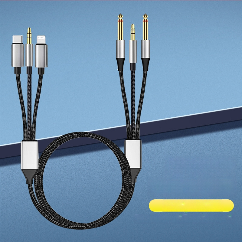 Type-C audio kabelis 3 vienā, adapters 3.5 mm uz 6.35 mm, zelta pārklājums, vara kodols, 40 g