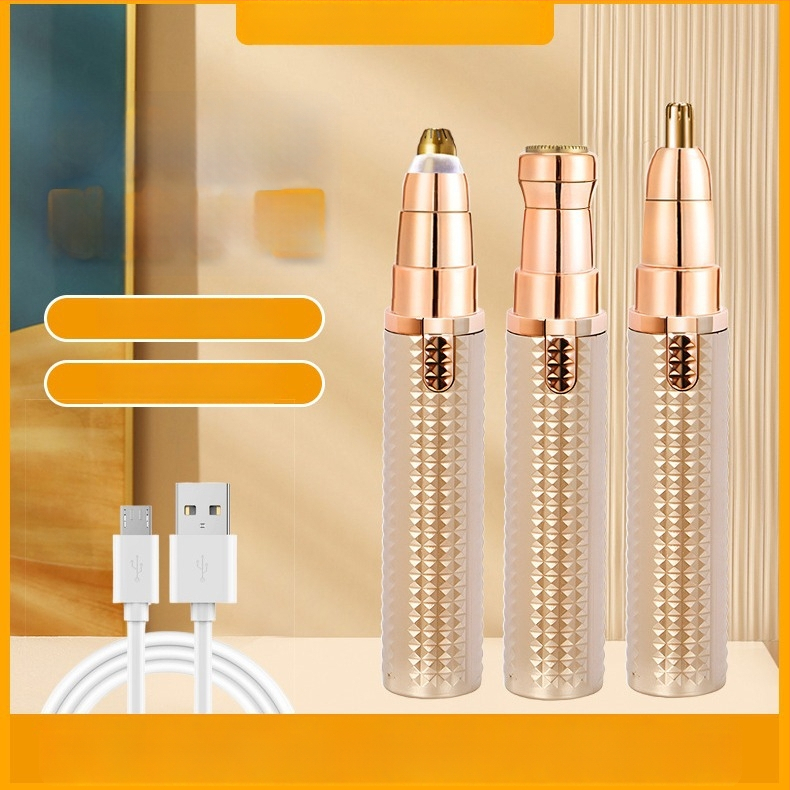 Elektrinis daugiafunkcinis plaukų kirpimo prietaisas antakiams, nosiai ir kūnui; ABS korpusas; USB maitinimas; nuimama pjovimo galvutė lengvam valymui; svoris 64 g.