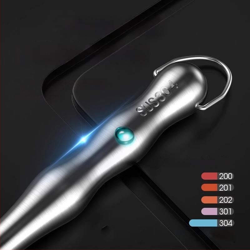 Puodų šepetėlis su ilga rankena, iš 304 nerūdijančio plieno, su plieno kamuoline šveitimui virtuvėje