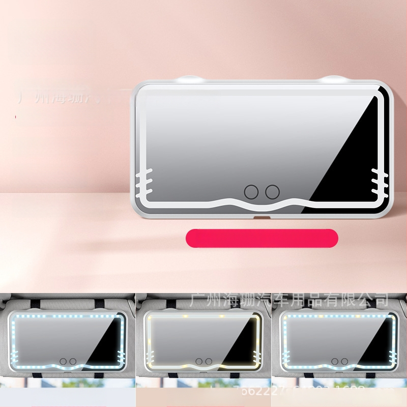 LED makiažo veidrodis automobiliui su saulės skydeliu (touch LED apšvietimas; universalus suderinamumas; spaudžiama montavimas; logotipo spausdinimas galima; pritaikomas)