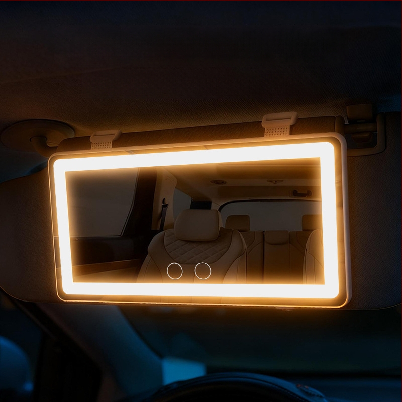 Jiayao automobilių makiažo veidrodėlis su ABS korpusu, sidabro veidrodžio paviršiumi ir 3 m USB kabeliu