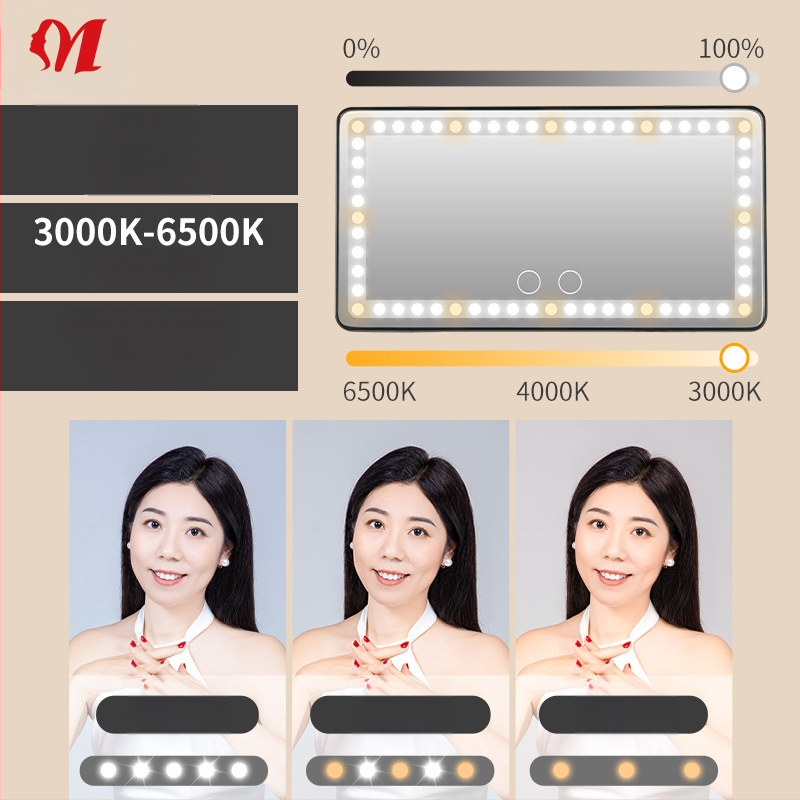 Jiayao automobilių makiažo veidrodėlis su ABS korpusu, sidabro veidrodžio paviršiumi ir 3 m USB kabeliu