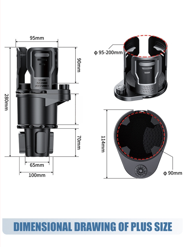 SB-2099 Daudzfunkcionālais automobiļu krūžu turētājs – ABS, Modelis SB, Krūzes pozīcija centrālajā panelī, Apstrādes pielāgošana