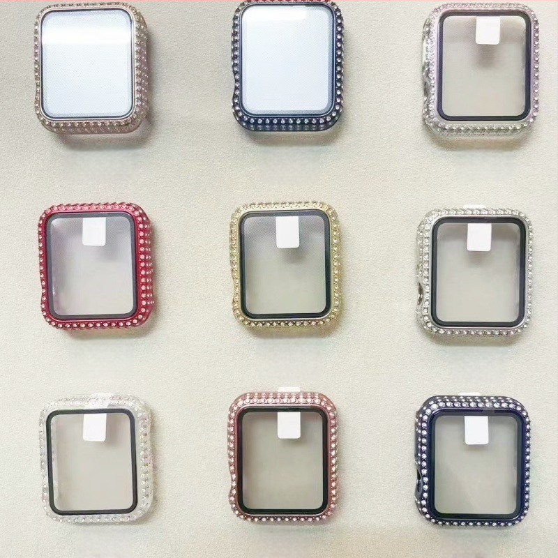 Apple Watch S10 deimantinis dėklas su integruota kalinto stiklo ekrano apsauga – PC korpusas