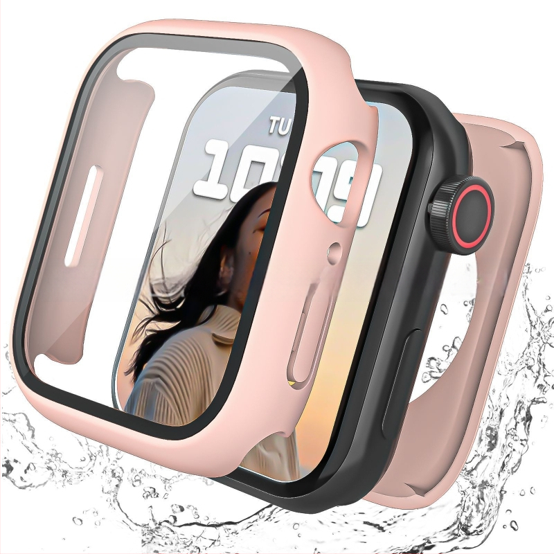 Apple Watch atsparus vandeniui dėklas su įdiegta ekrano plėvele, visiškai uždaras apsauginis korpusas iWatch11, medžiaga PC
