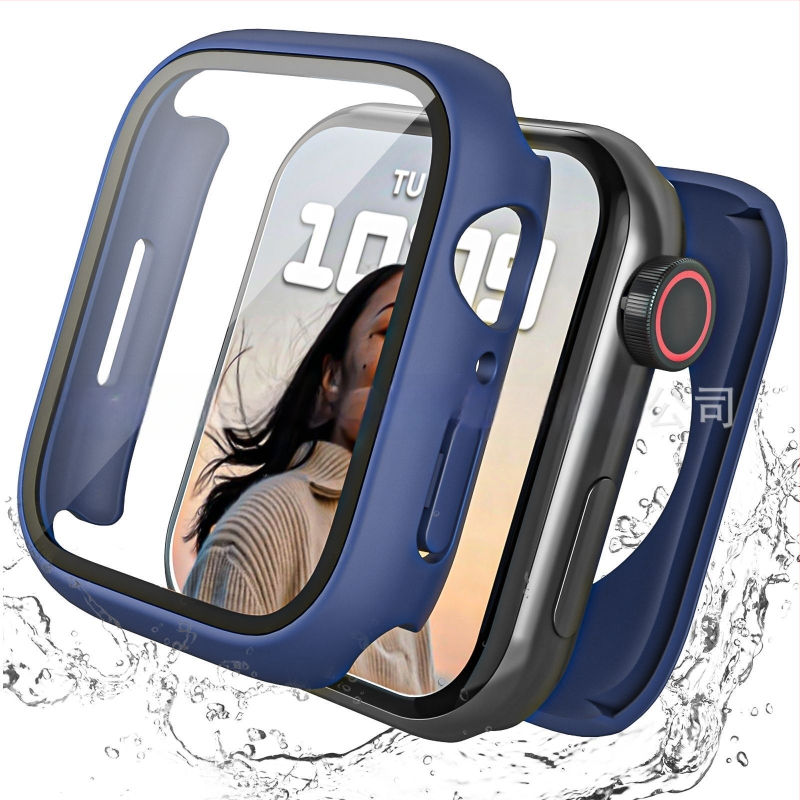 Apple Watch atsparus vandeniui dėklas su įdiegta ekrano plėvele, visiškai uždaras apsauginis korpusas iWatch11, medžiaga PC