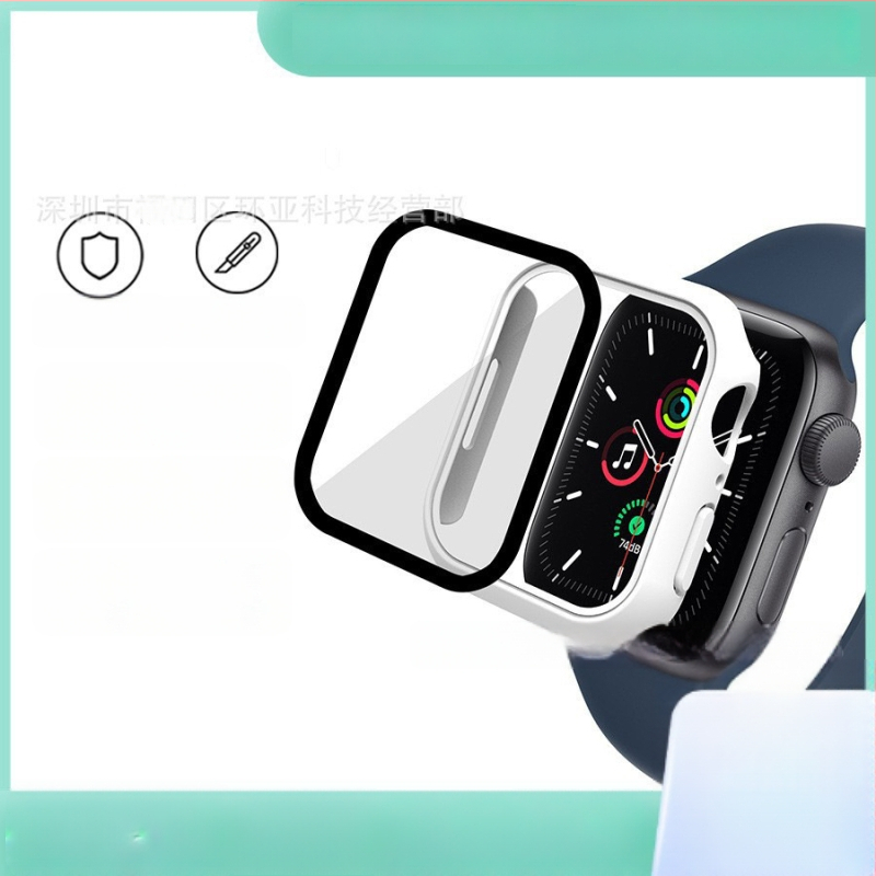 Apple Watch Series 7 apsauginė dėklas, suderinamas su PC ir grūdinto stiklo ekrano apsauga