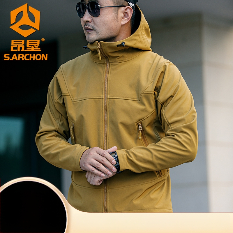 Āra taktiskā softshell jaka ar kapuci, ūdensnecaurlaidīga un pret vēju, saglabā siltumu, universāla, 3-in-1 ziemas versija