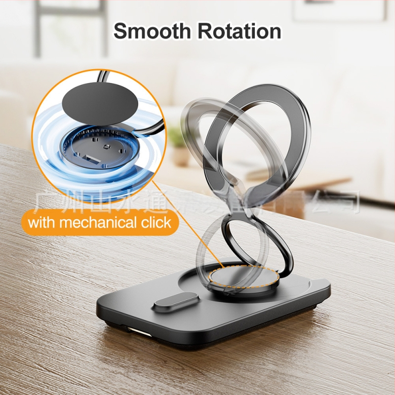 Išmaniojo telefono dėklas su MagSafe kortelių laikikliu ir daugybės kampų metaline stovu - PU oda, universalus, vienos spalvos raštas