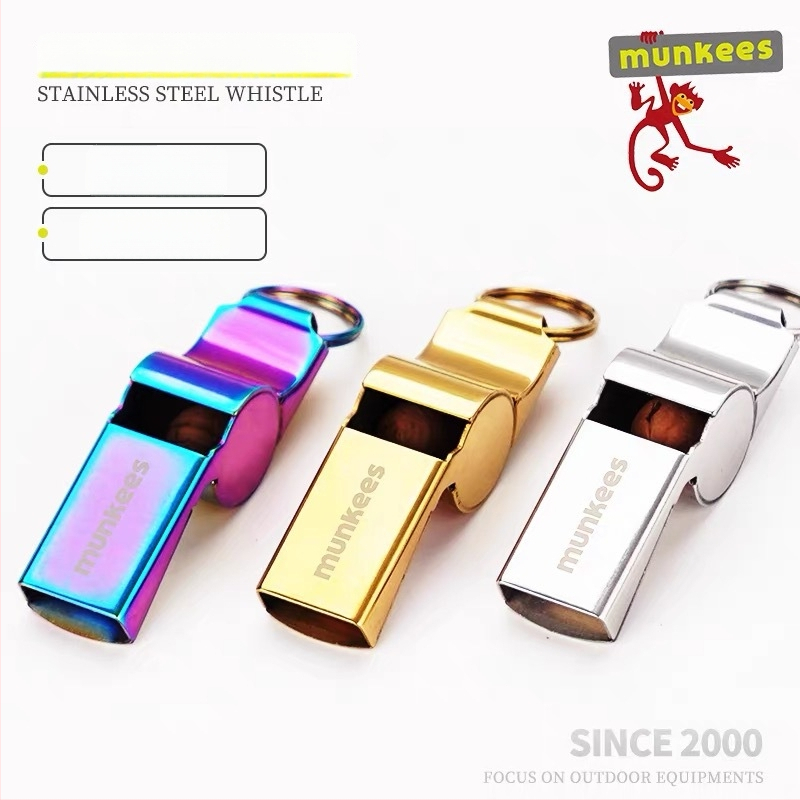 Munkees Tigro galvos švilpukas — Aukštatonis komandinis švilpukas, nerūdijantis plienas, 129 dB, vaikams, treneriams, teisėjams, lauko kempingui