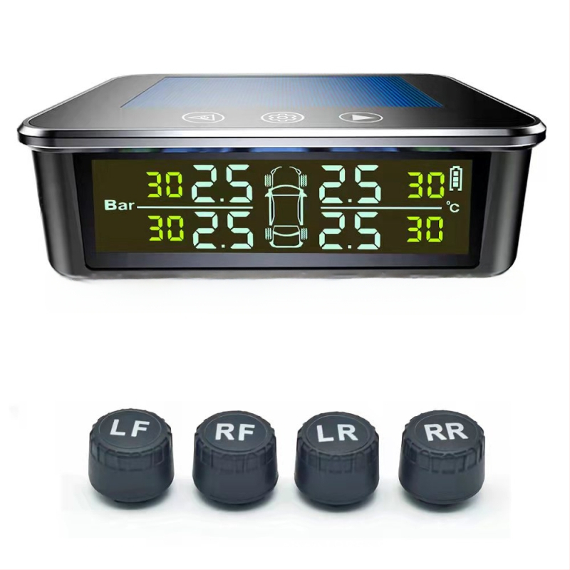 Saulės energijos belaidė TPMS skirtas automobiliams, RV ir SUV – skaitmeninis kompaktiškas padangų slėgio matuoklis, 0–8 bar diapazonas, aukšta tikslumas