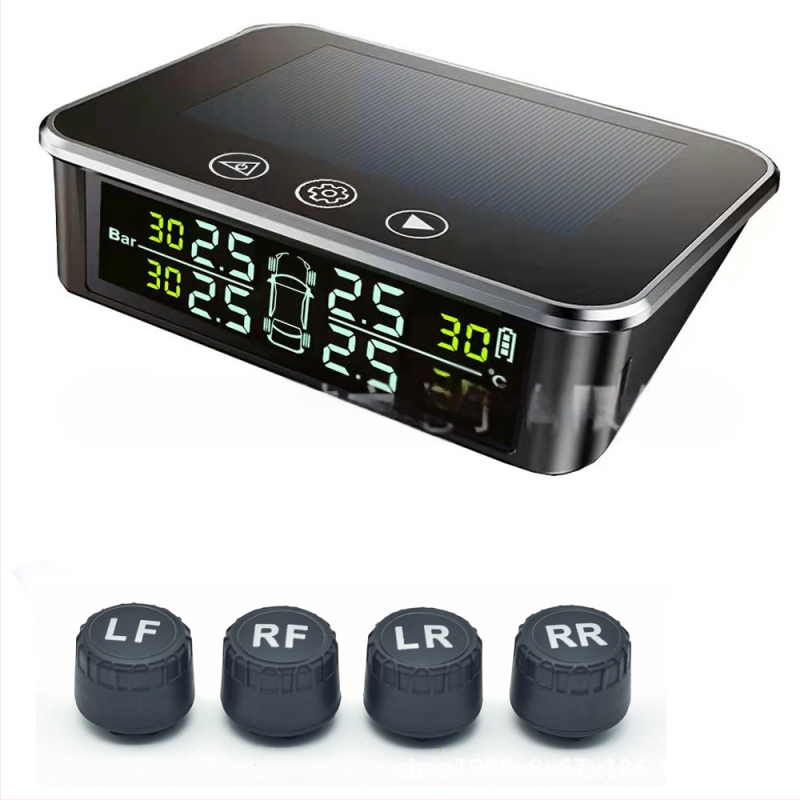 Saulės energijos belaidė TPMS skirtas automobiliams, RV ir SUV – skaitmeninis kompaktiškas padangų slėgio matuoklis, 0–8 bar diapazonas, aukšta tikslumas