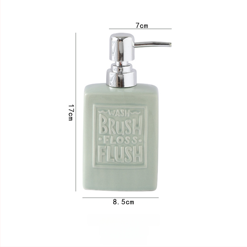 Kvadratinis keraminis dozavimo buteliukas su spaudimo mechanizmu, skandinaviško stiliaus, dažyta glazūra, 278 g, tinkamas rankų dezinfekavimui, šampūnui ir dušo gelio naudojimui