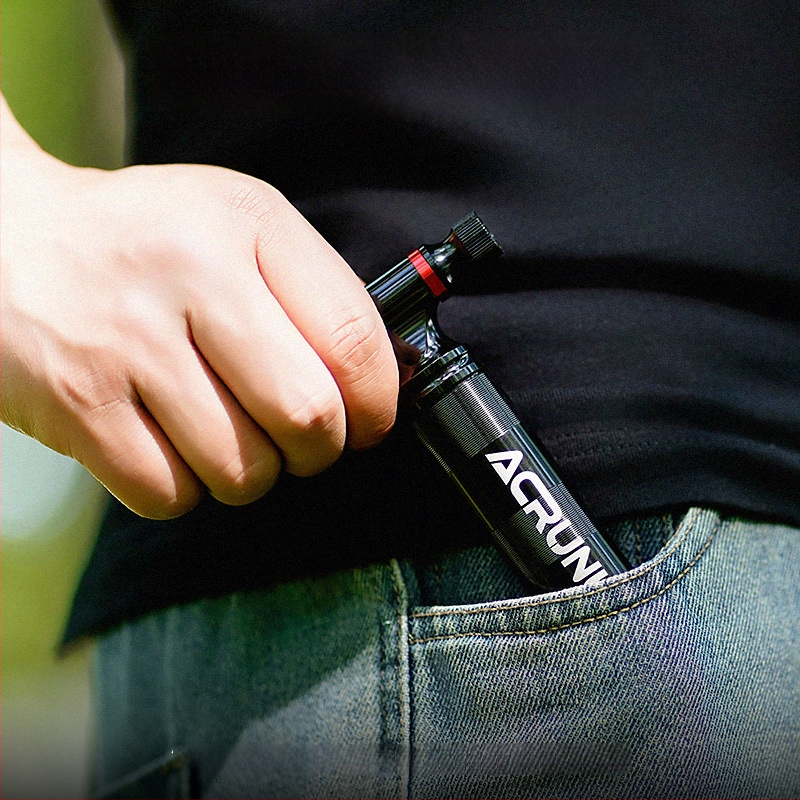 ACRUNU CO2 inflators ceļa velosipēdam ar vizuālo spiediena mērītāju, alumīnija sakausējums, saderīgs ar Presta/Schrader, 130 g