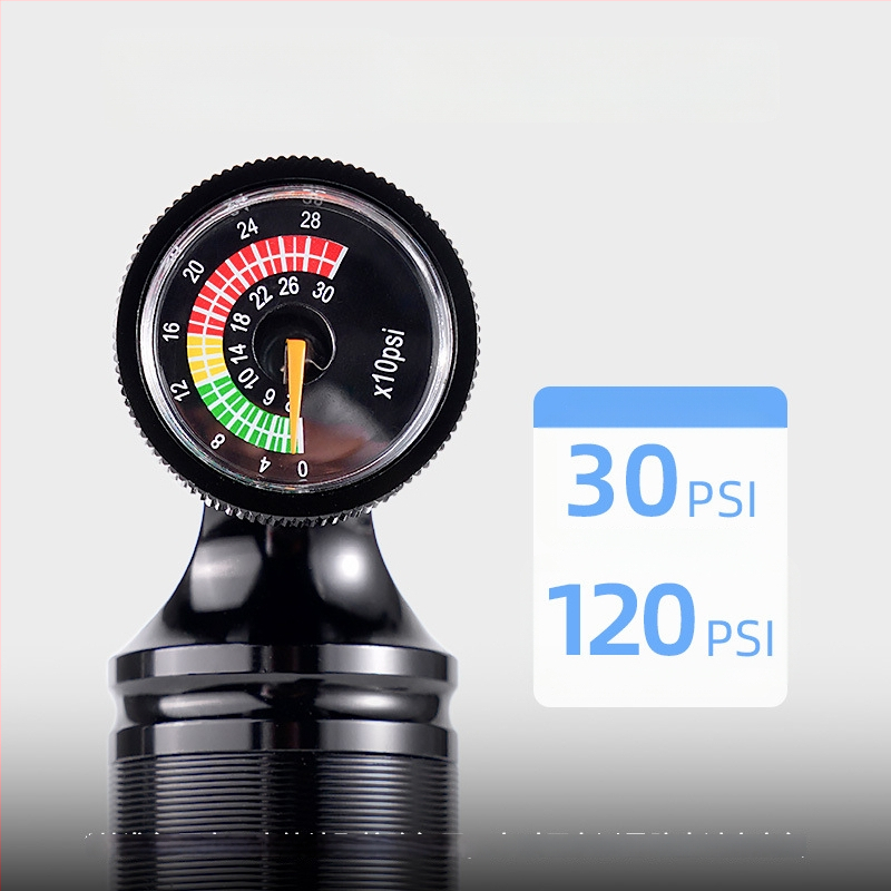 ACRUNU CO2 inflators ceļa velosipēdam ar vizuālo spiediena mērītāju, alumīnija sakausējums, saderīgs ar Presta/Schrader, 130 g