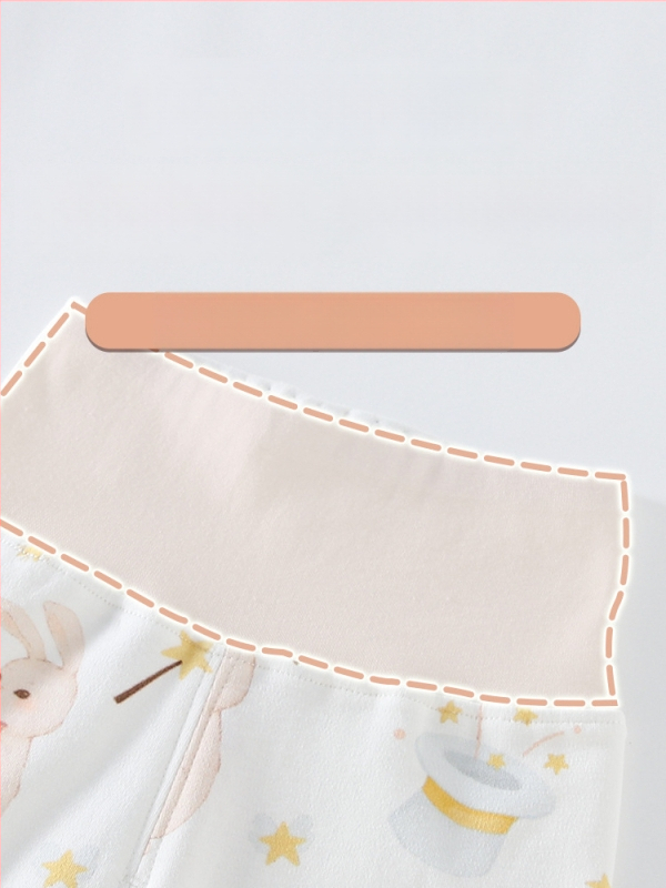 Vaikų namų kelnės su aukštu liemeniu, 100% medvilnė, unisex, animacinių personažų raštas, kvėpuojančios ir šiltos pavasariui ir rudeniui