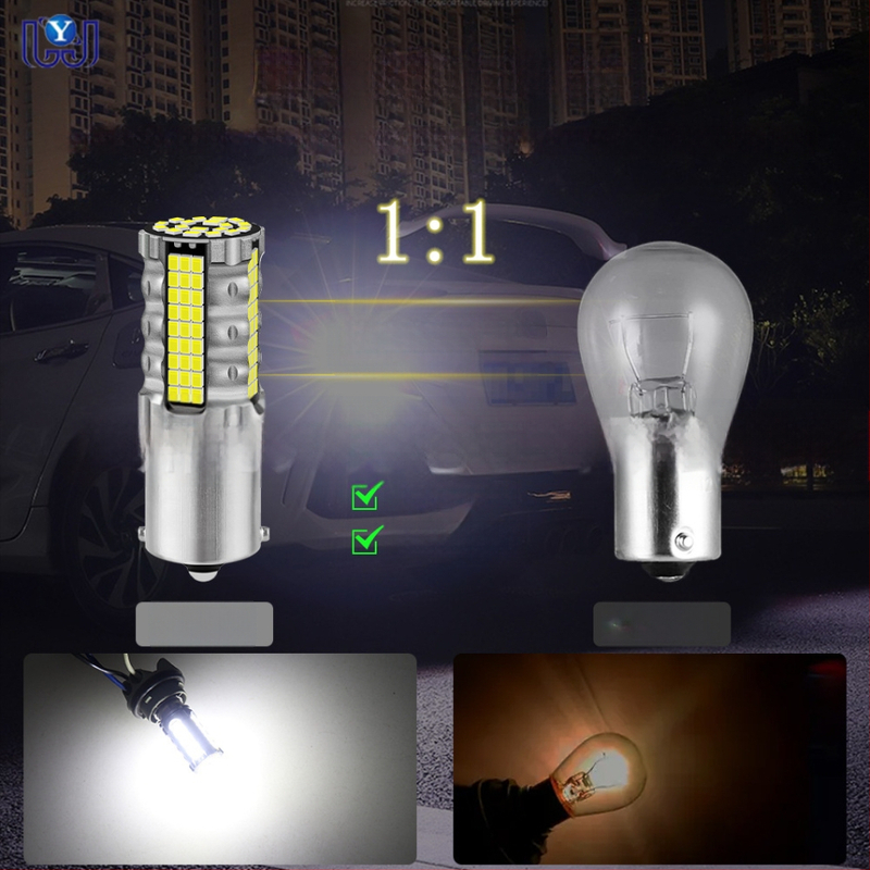 Automobilinis LED posūkio žibintas 1156/1157, 1206 SMD, 850 lm, 6500K, 8.7W, platus įtampos diapazonas 12-48V, skirtas posūkio signalui, stabdymui ir atbulinei šviesai