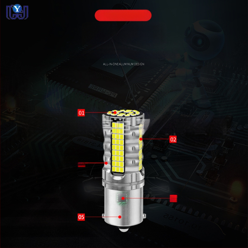 Automobilinis LED posūkio žibintas 1156/1157, 1206 SMD, 850 lm, 6500K, 8.7W, platus įtampos diapazonas 12-48V, skirtas posūkio signalui, stabdymui ir atbulinei šviesai