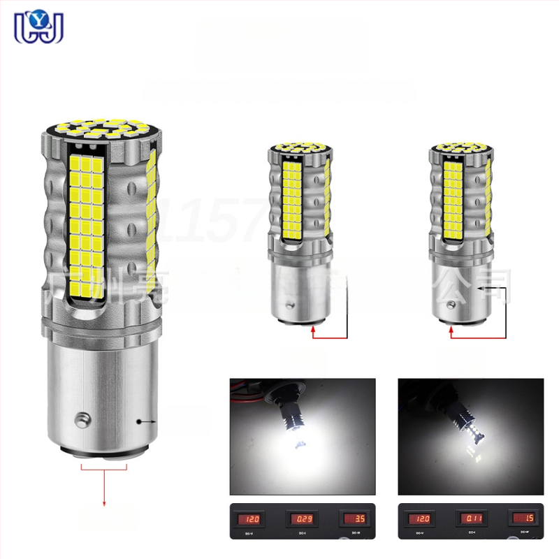 Automobilinis LED posūkio žibintas 1156/1157, 1206 SMD, 850 lm, 6500K, 8.7W, platus įtampos diapazonas 12-48V, skirtas posūkio signalui, stabdymui ir atbulinei šviesai