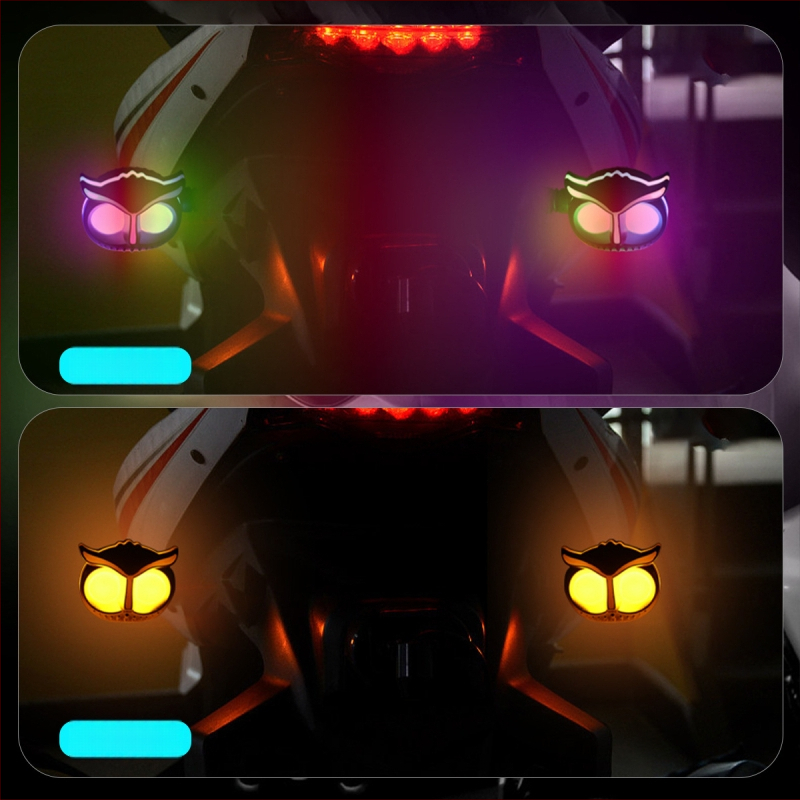 Pelėdos formos 12V motociklo LED posūkio žibintas ir dienos šviesos su tekančio vandens efektu, modelis motor272, tinkamas motociklais ir elektrinėms transporto priemonėms