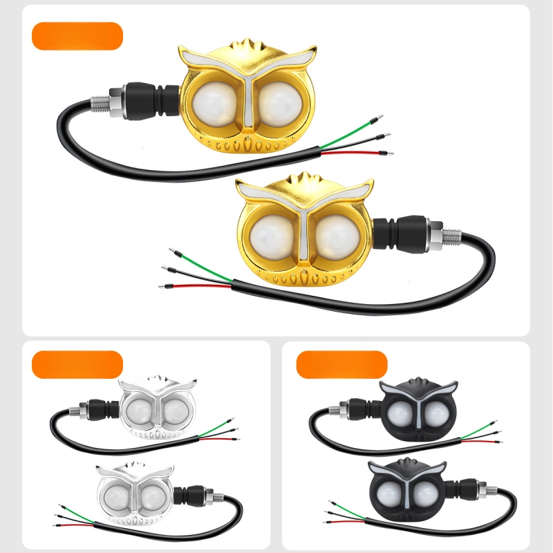 Pelėdos formos 12V motociklo LED posūkio žibintas ir dienos šviesos su tekančio vandens efektu, modelis motor272, tinkamas motociklais ir elektrinėms transporto priemonėms