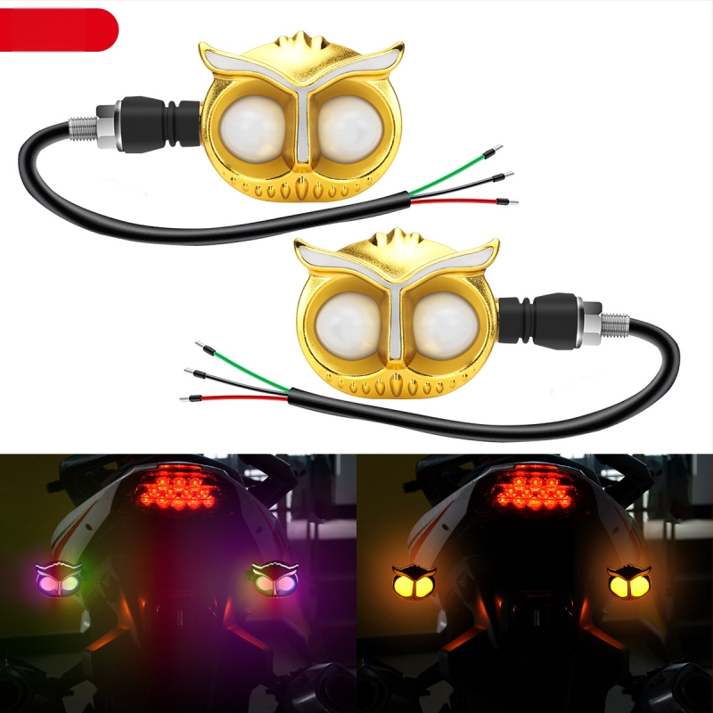 Pelėdos formos 12V motociklo LED posūkio žibintas ir dienos šviesos su tekančio vandens efektu, modelis motor272, tinkamas motociklais ir elektrinėms transporto priemonėms