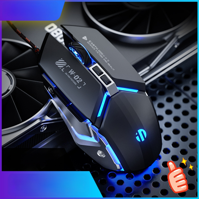 P-w2 laidinė žaidimų pelė su 7 mygtukais ir fotoelektriniu USB jutikliu