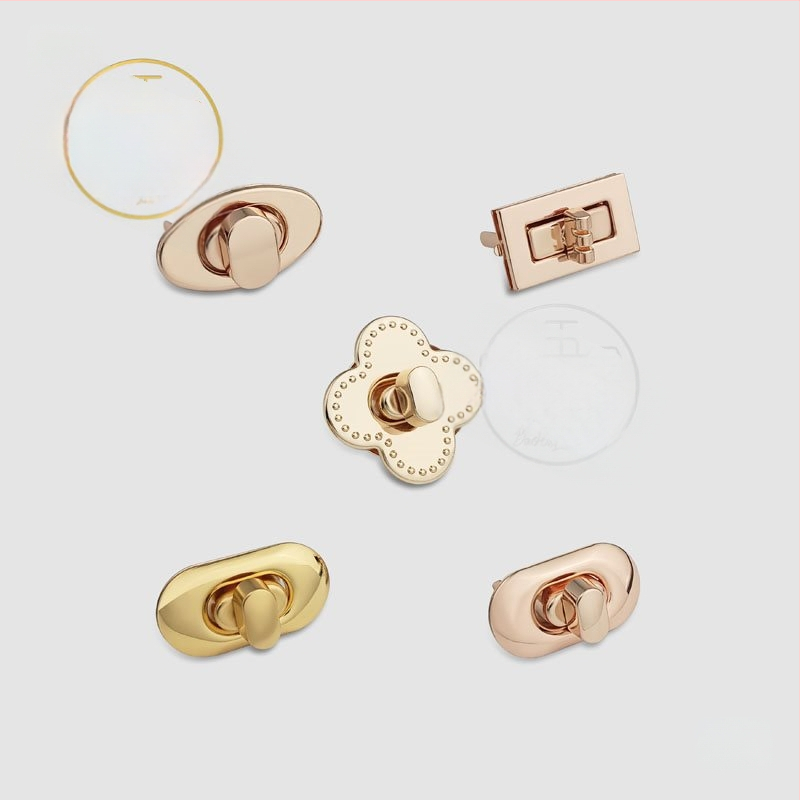 Maišo Twist Lock – metalinis, DIY, spyruoklinis užraktas, pasukamas, apvalus/ovalus, žiedinis mygtukas