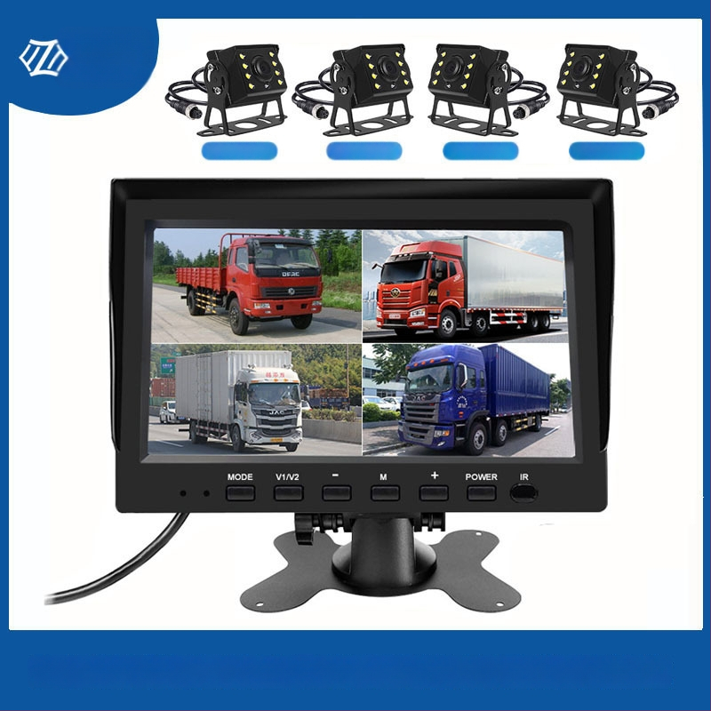 4 kanalų AHD LCD monitorius transporto priemonėms su galine kamera sunkvežimiams ir autobusams