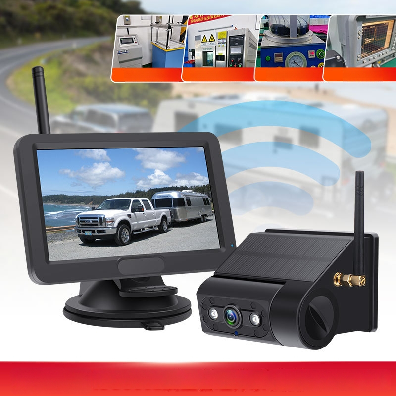 Modelis M2-505+MB73 - magnetinė belaidė atbulinė automobilių kamera su 5 colių ekranu, 800x480 raiška, 24V maitinimas, 45° reguliuojamas kampas