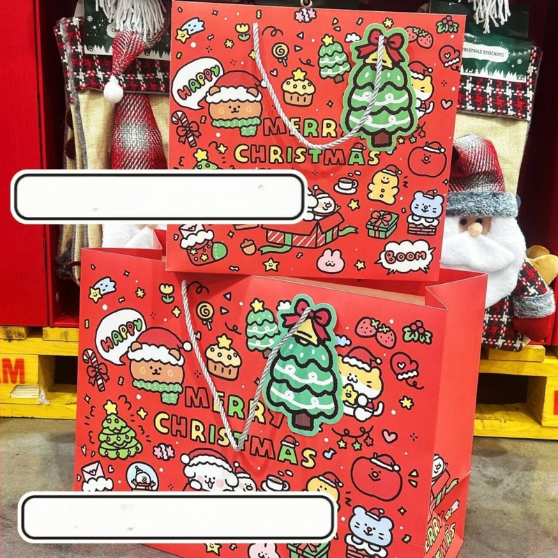 Kalėdinio grafiti šuniuko dovanų maišelis, didelė talpa, kartonas, animacinio stiliaus