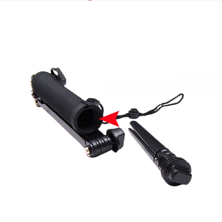 Selfie lazda su trijų krypčių reguliuojamu rankena, sulankstomas 3 dalių dizainas; nerūdijantis plienas; universali suderinamumas; didžiausias apkrova iki 2 kg