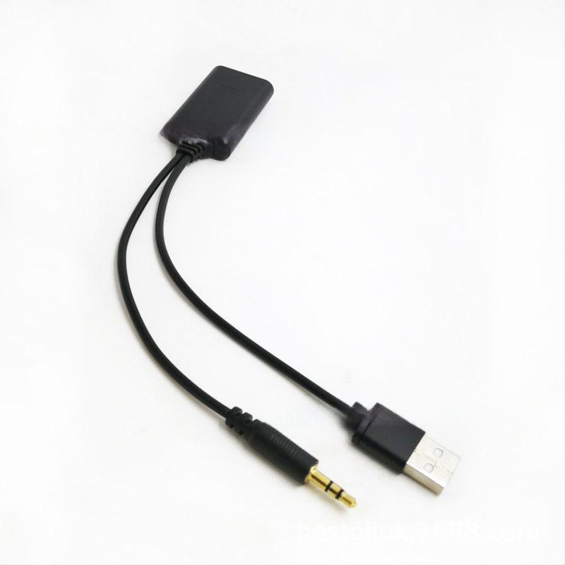 Bluetooth automobilių laisvų rankų įrenginys imtuvas — ABS korpusas, 12V įėjimas, 23 cm laidas, montavimas už CD grotuvą, suderinamas su Bluetooth 5.0