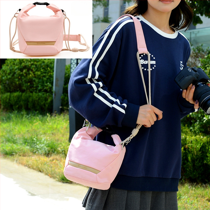 Pečių ir crossbody kamera krepšys SLR ir mirrorless, vandeniui atsparus nailonas, unisex, miesto minimalistinis stilius.