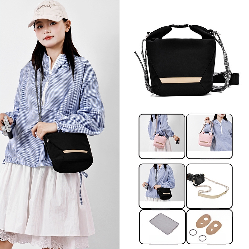 Kamerų krepšys per petį Fujifilm mirrorless ir Canon – ultra lengvas nailoninis apsauginis dėklas su poliesterio vidumi