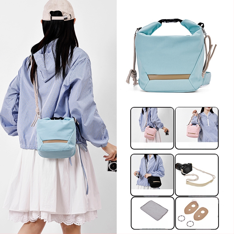 Kamerų krepšys per petį Fujifilm mirrorless ir Canon – ultra lengvas nailoninis apsauginis dėklas su poliesterio vidumi