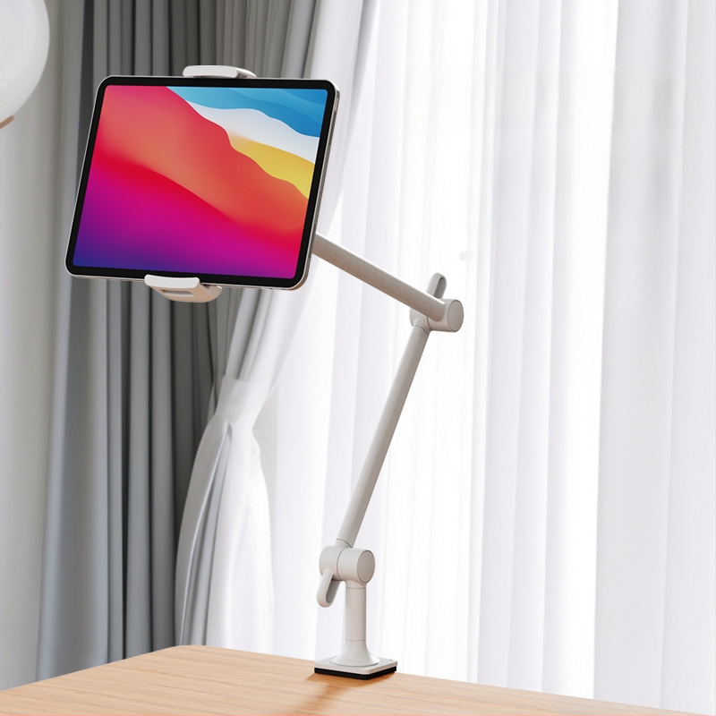 Držač za telefon i tablet s klipsom za stol, tri ramena, podesivo podešavanje, dugačak domet, univerzalna kuglična glava