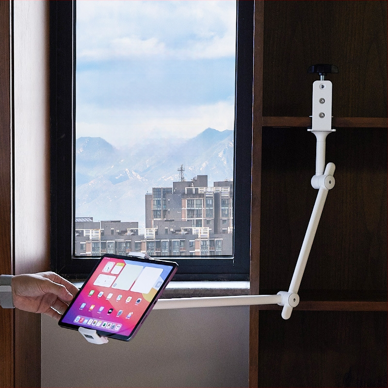 Držač za telefon i tablet s klipsom za stol, tri ramena, podesivo podešavanje, dugačak domet, univerzalna kuglična glava