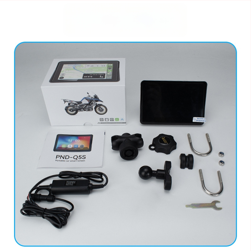 Išorinis nešiojamas motociklo navigacijos įrenginys su padangų slėgio stebėsena, Android Auto ir CarPlay, Wi‑Fi ir 3D žemėlapiai