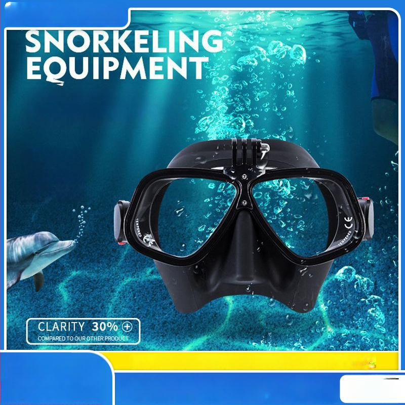 Täiskasvanute vabase sukeldumismask sportkaamera hoidja ja dioptriliste läätsedega ühilduvus, silikoon + PC
