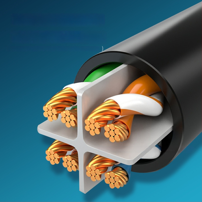 CAT7 Ethernet kabelis, 8 vadi, 20 Gbps, -15 līdz 65°C, vilces izturība 1000 N, spiedes izturība 250P