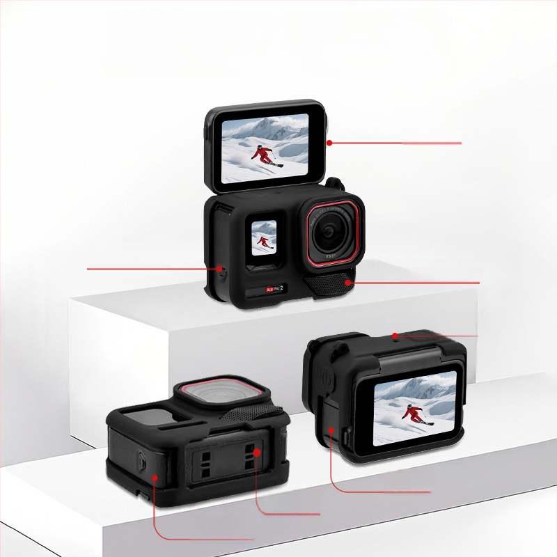 Insta360 Ace Pro 2 Apsaugos Silikoninis Korpusas Dangtelis ir Objektyvo Priedai (OEM, AC2012, Licencijuotos Privatus Ženklai: Taip)