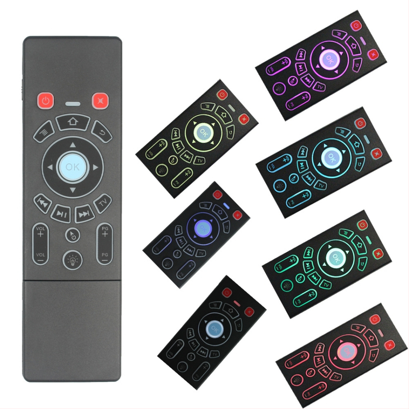 Bezvadu divpusēja tastatūra un pele tālvadības pults set‑top kastītei, projektoram un viedajam televizoram — Modelis T6, USB interfeiss, darbības diapazons 10 m, svars 0,18 kg