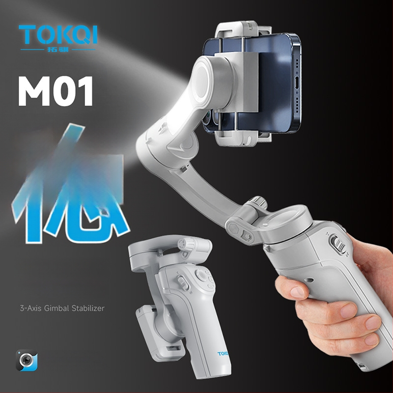 TOKQI M01 Rokas gimbāls ar trim asīm, sejas sekošanu un Bluetooth