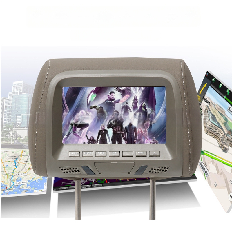 Automobilio galvos atramos ekranas su LCD, AV1/AV2 įvestys, 800x480 raiška, modelis YL-733