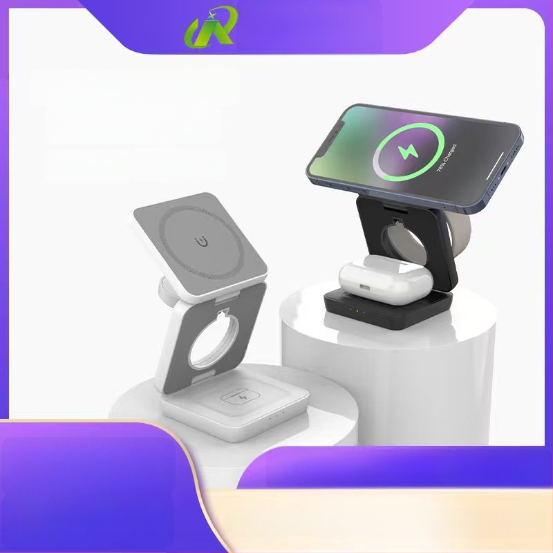 Trostruki sklopivi bežični punjač s magnetskim PD brzim punjenjem za Apple i Huawei – 15W izlaz